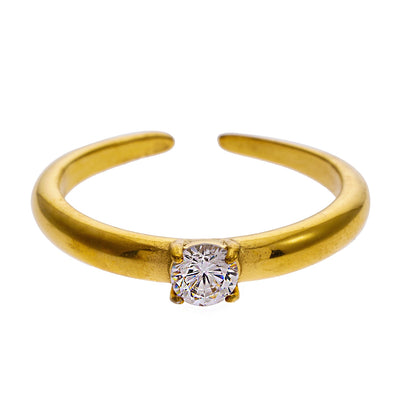 CIELO : Bague Classique en Or avec Zircone Ronde au Centre