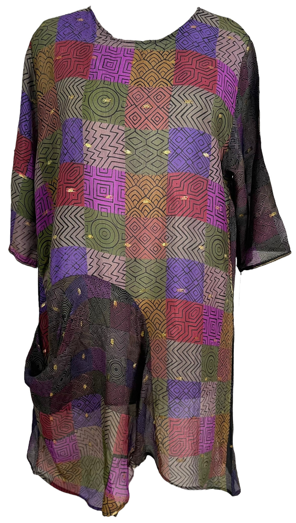 PRC6061 Avatar Robe-Tunique en Soie Pure avec Poche Auto-Pliante