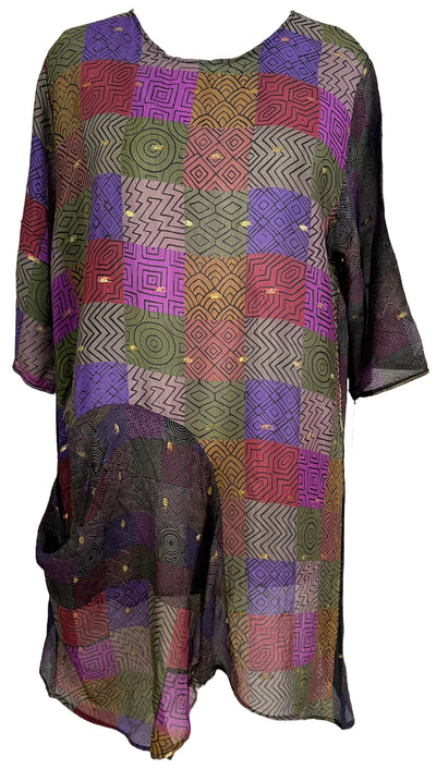 PRC6061 Avatar Robe-Tunique en Soie Pure avec Poche Auto-Pliante