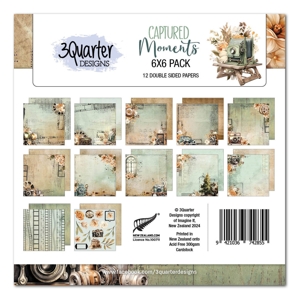 3Quarter Designs Papiers imprimés Moments capturés 15x15cm