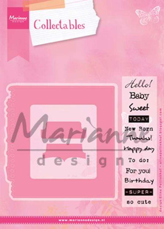 Marianne Design : Set de matrices et de tampons Collectables - Onglet avec texte