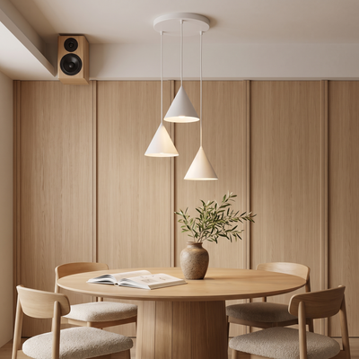 CONO Suspension 3 ampoules en acier pour îlot de cuisine et table de salle à manger