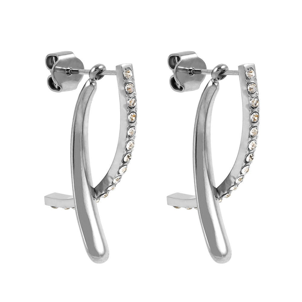 Boucles d'oreilles détachables CREEDA Or Blanc (ton argenté) : Avant-gardistes avec zircons