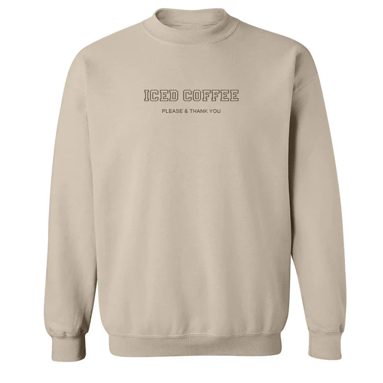 Embroidered "Iced Coffee" Crewneck