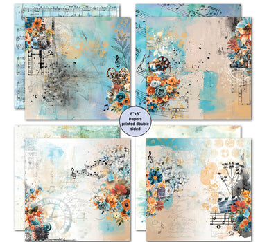 3Quarter Designs Cerulean Score 8x8 Paper Pack