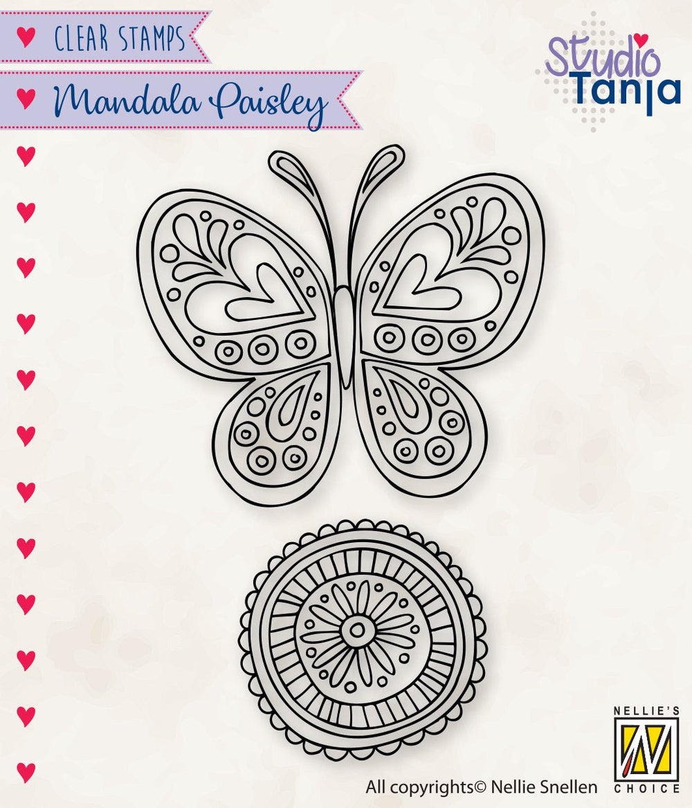 Nellie's Choice Tampon Transparent Mandalas Papillon Paisley