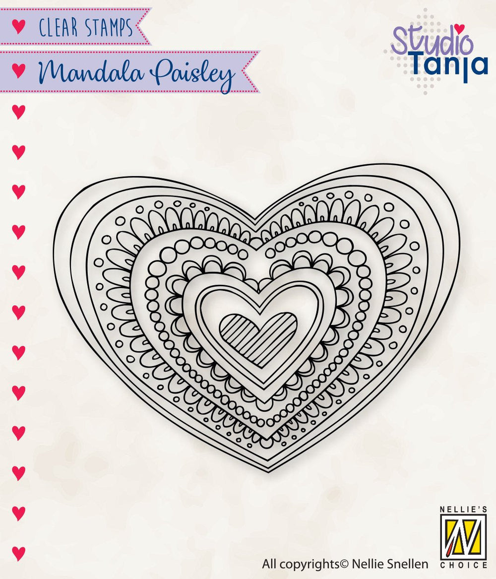 Nellie's Choice Tampon transparent Mandalas Cœur Paisley