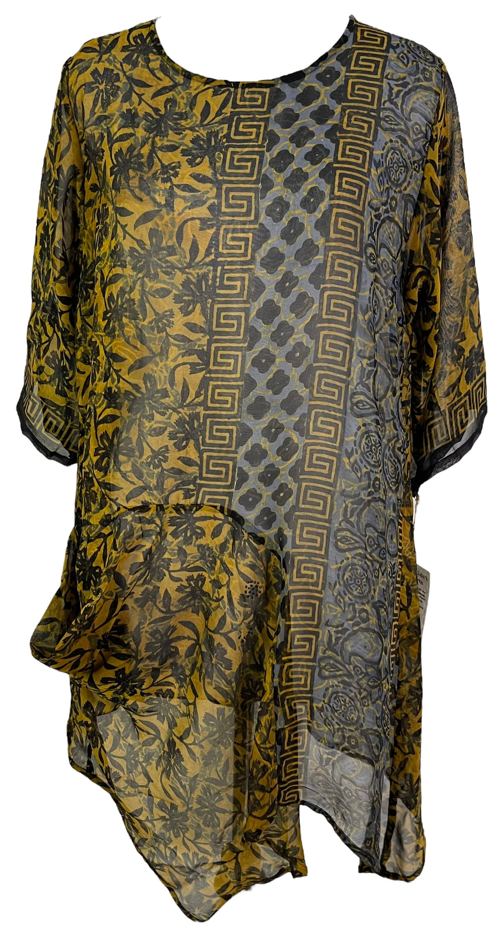 PRG6027 Robe tunique en pure soie Sheer Avatar avec poche intégrée
