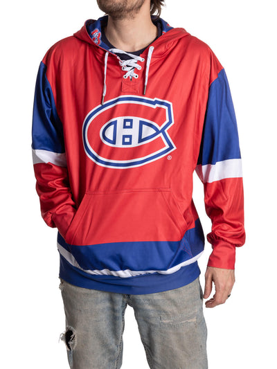Chandail à capuchon avec lacets de hockey des Canadiens de Montréal