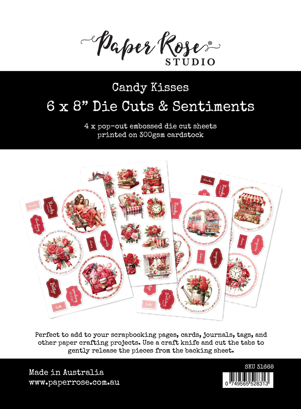 Candy Kisses 6x8" Die Cuts & Sentiments 31668