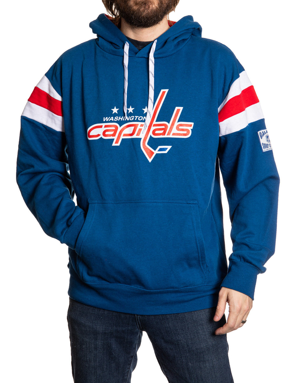 Chandail à capuchon de style rétro universitaire Washington Capitals