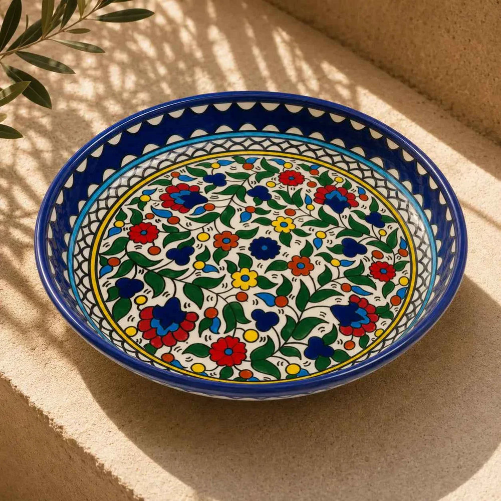 Bol de service en céramique à motif floral – Salades et pâtes – 23, 28 et 35 cm