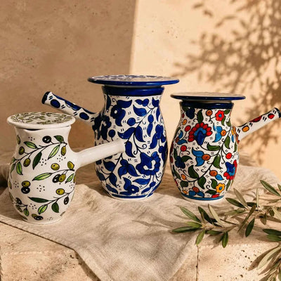 Cafetière à café arabe en céramique Rakwa faite à la main avec couvercle