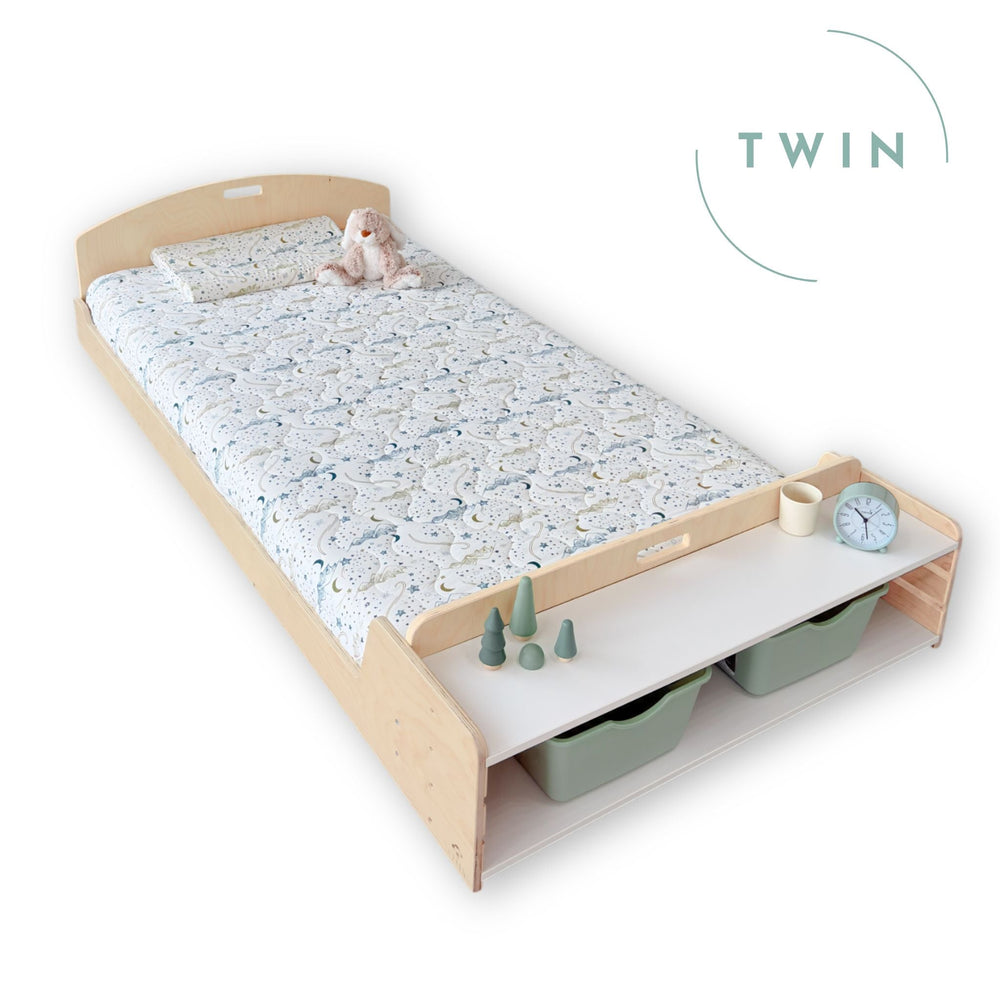CHERRY TWIN - Lit Montessori au sol avec tablettes
