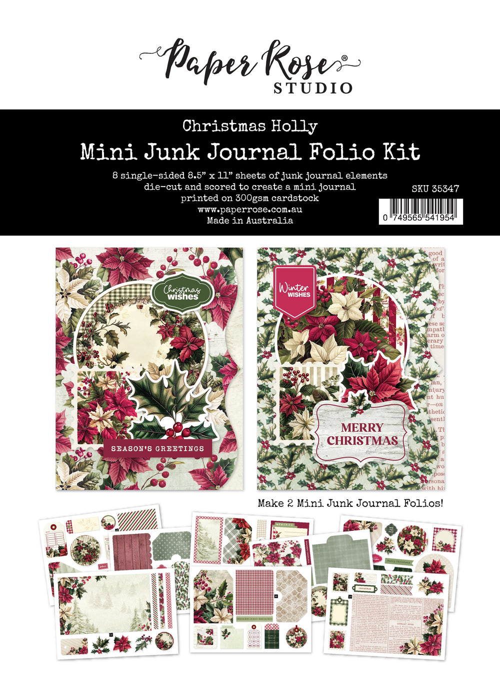 Kit Mini Folio Houx de Noël 35347