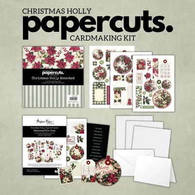 Kit de fabrication de cartes Noël Houx Découpes de papier 35178