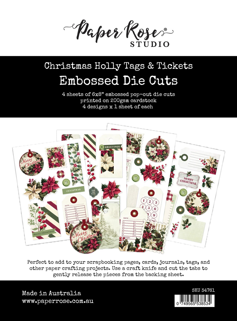 Christmas Holly Tags & Tickets Embossed Die Cuts 35169 — Ecstasy Crafts