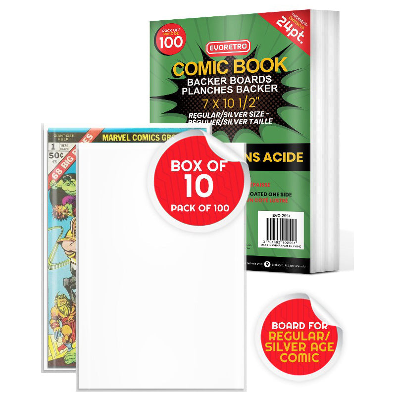 Regular-Silver Comic Backer Boards - Backboard 24PT — EVORETRO Canada