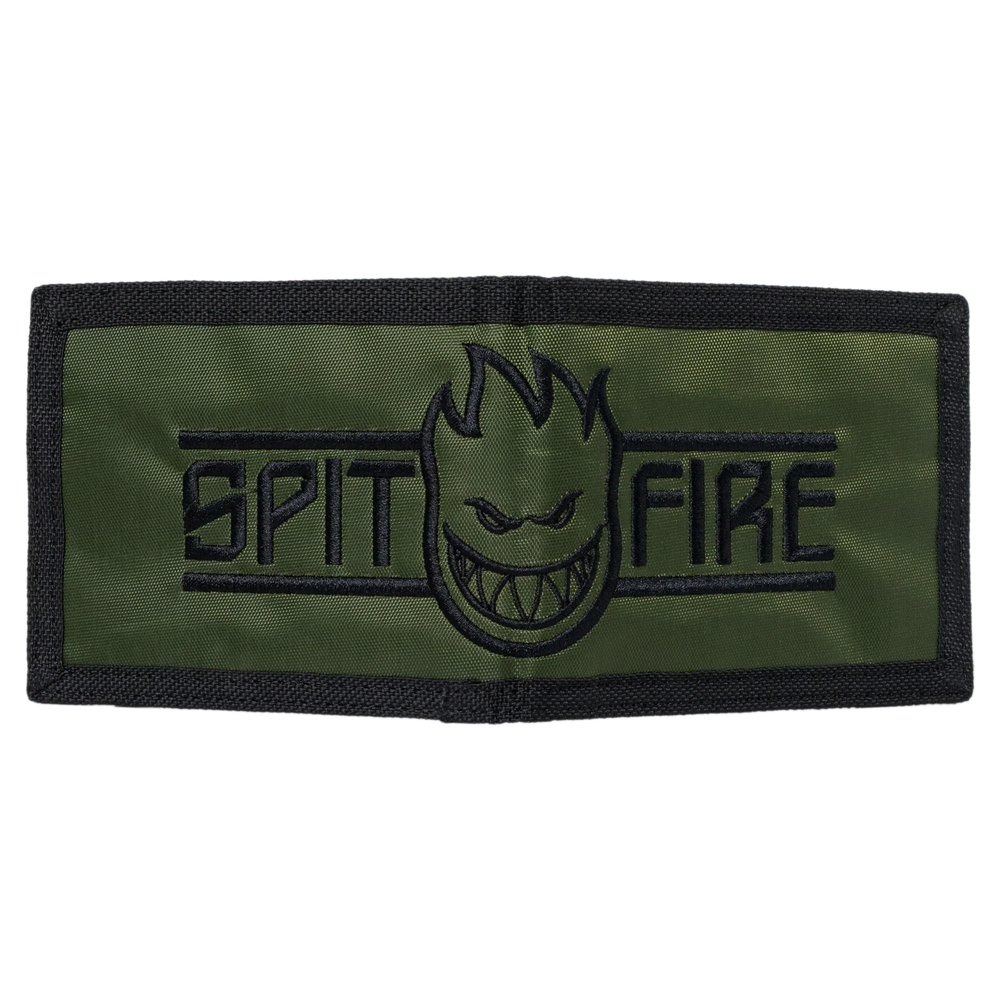 Portefeuille Spitfire 'Live To Burn Bighead Script' Bi-Fold - Olive/Noir