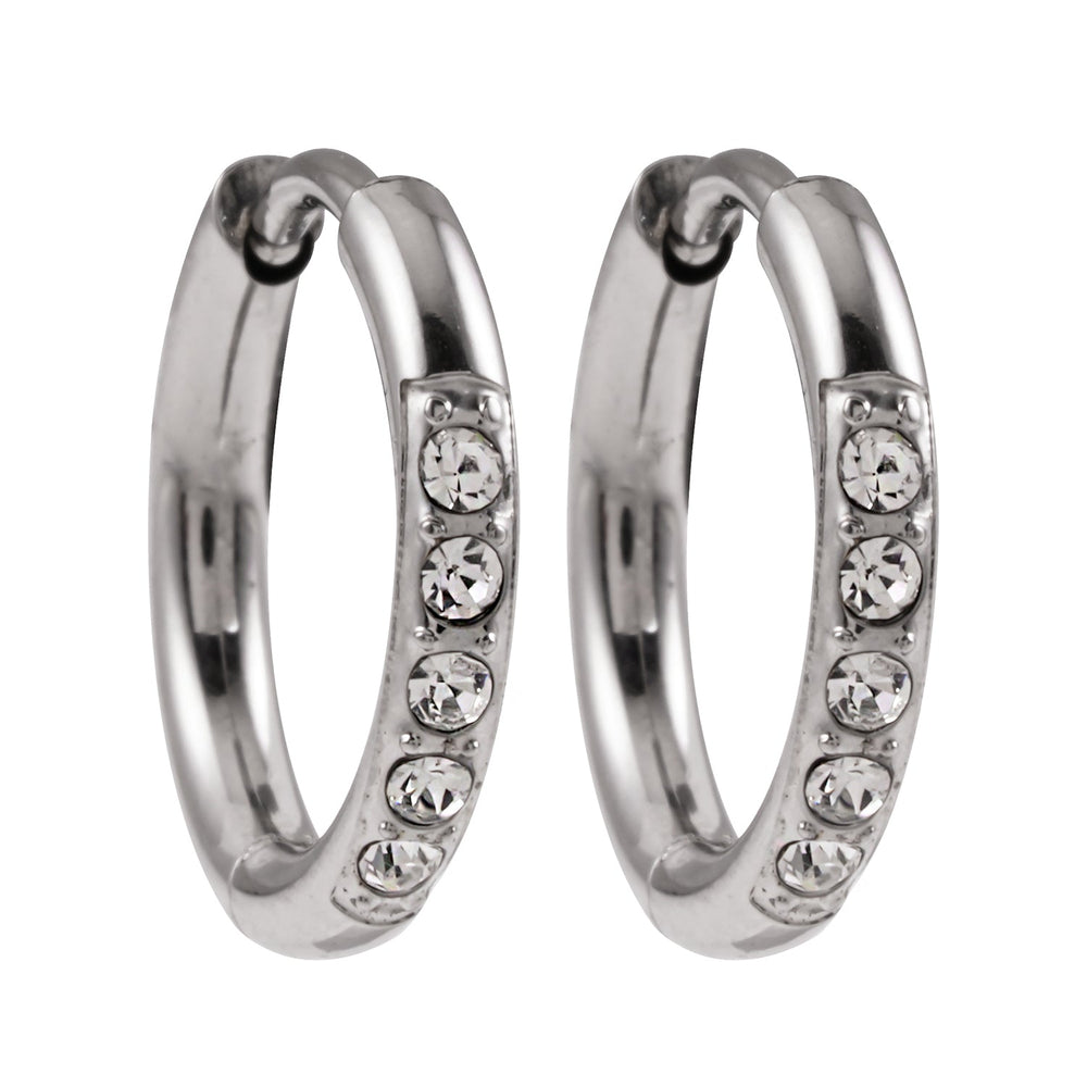 DARCI : Mini créoles classiques serties de pavé de zircone, ton argent