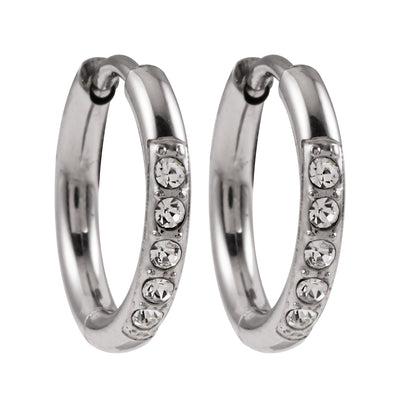 DARCI : Mini créoles classiques serties de pavé de zircone, ton argent