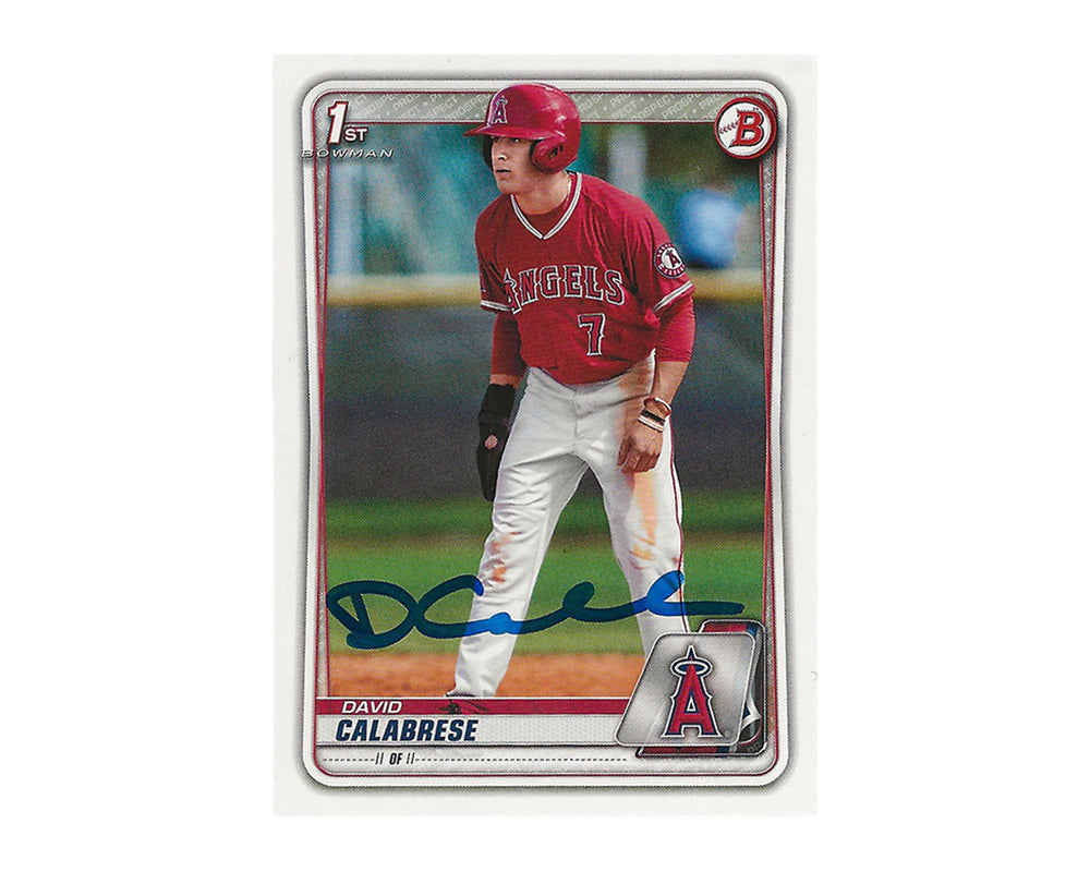 Carte de baseball David Calabrese dédicacée 2020 Bowman Draft Paper #BD-103 1ère rookie