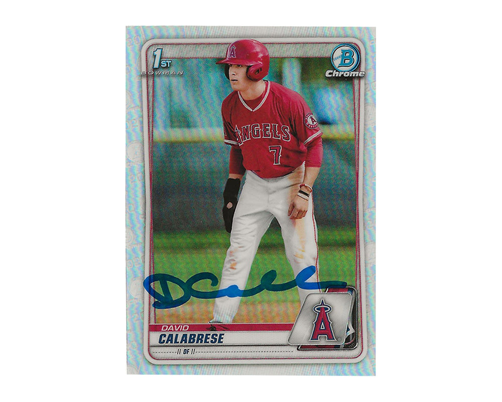 Carte de baseball David Calabrese dédicacée 2020 Bowman Chrome Draft Refractor #BD-103 1re recrue