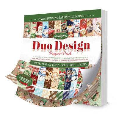 Blocs de papier Duo Design - Mignonneries de Noël et Rayures Colorées