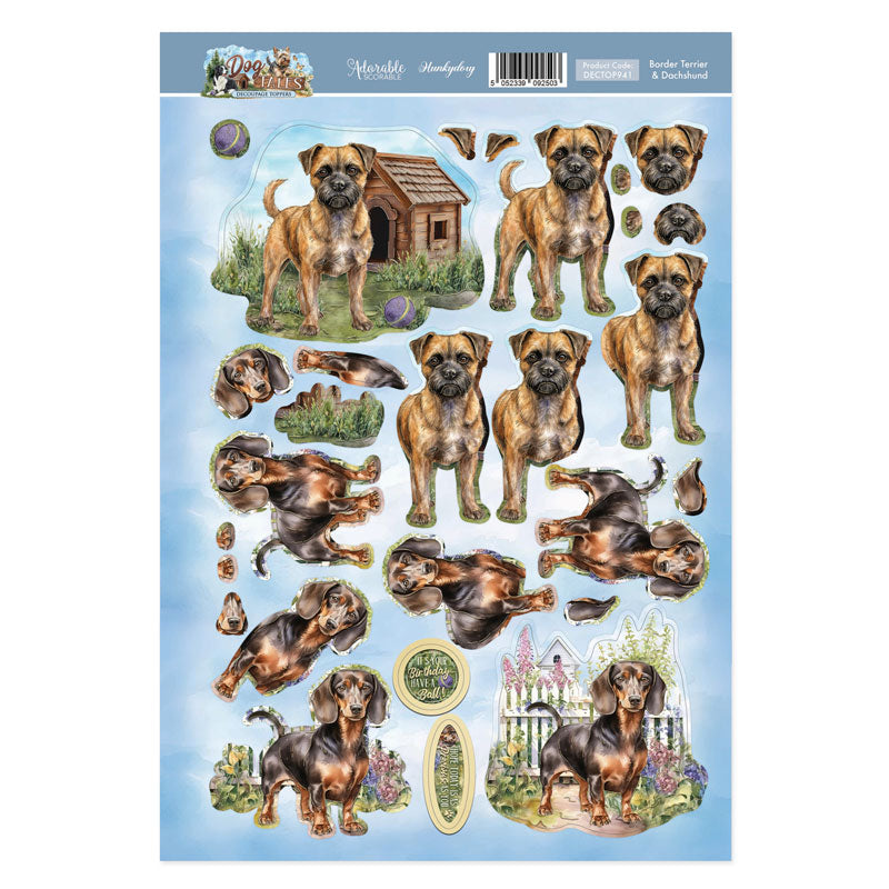 Border Terrier & Dachshund Decoupage Topper Sheet — Ecstasy Crafts