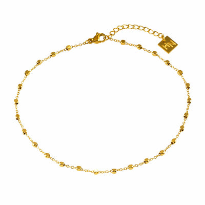 DEMELZA LG : Cheville contemporaine en or avec perles carrées délicates