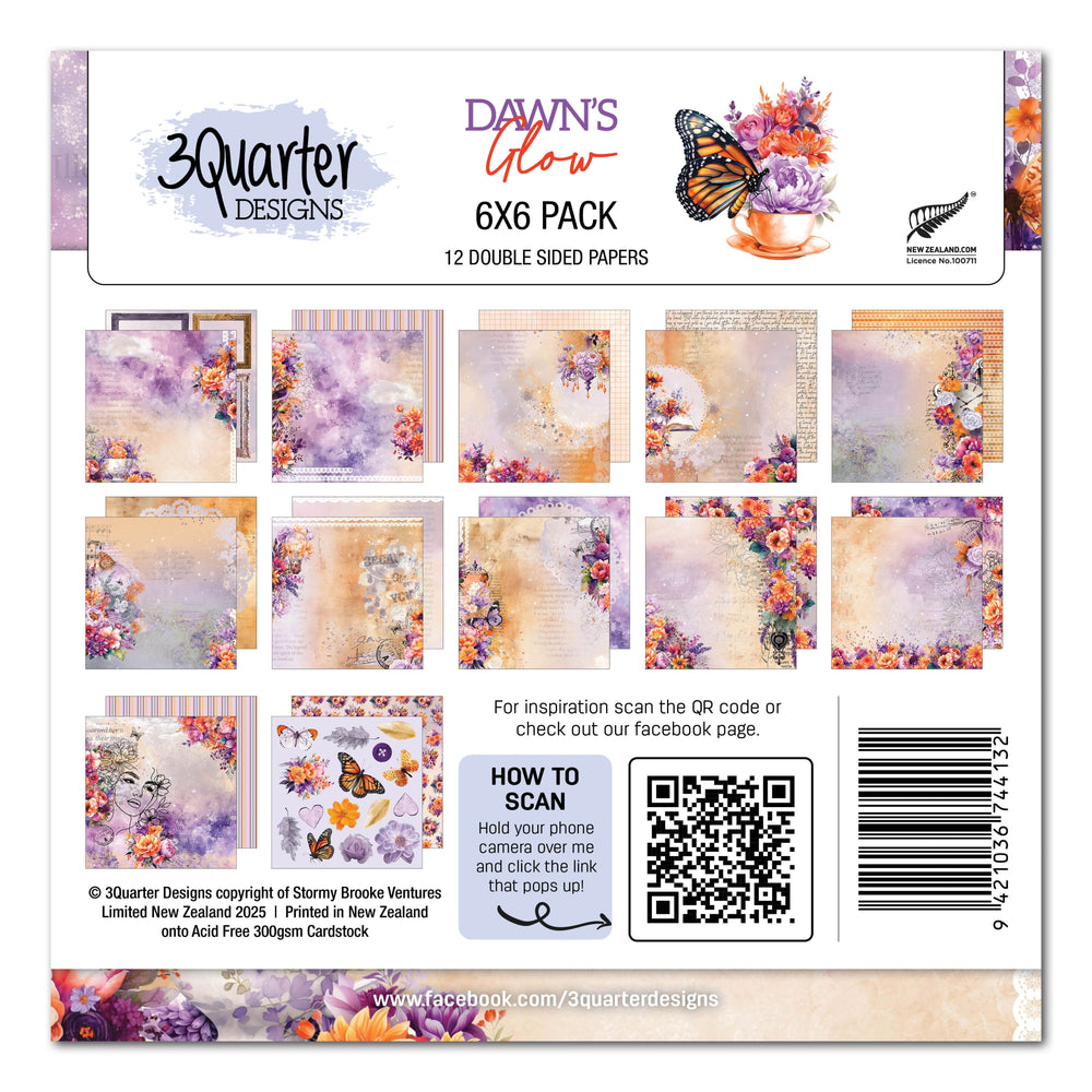 3Quarter Designs Pack de Papiers Lueur de l'Aube 6x6