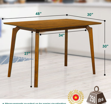 Acacia Verve 48" Solid Wood Dining Table - Ideal Kitchen Table for 4