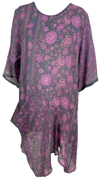 PRG6037 Robe tunique en pure soie transparente Avatar avec poche intégrée