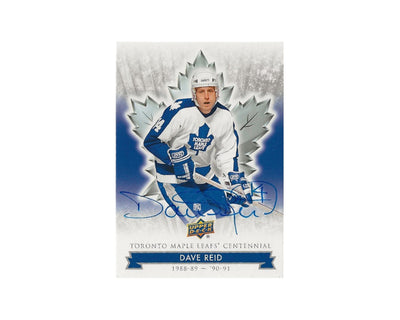 Carte de hockey Dave Reid autographiée – Édition centenaire des Maple Leafs de Toronto 2017 Upper Deck n° 36