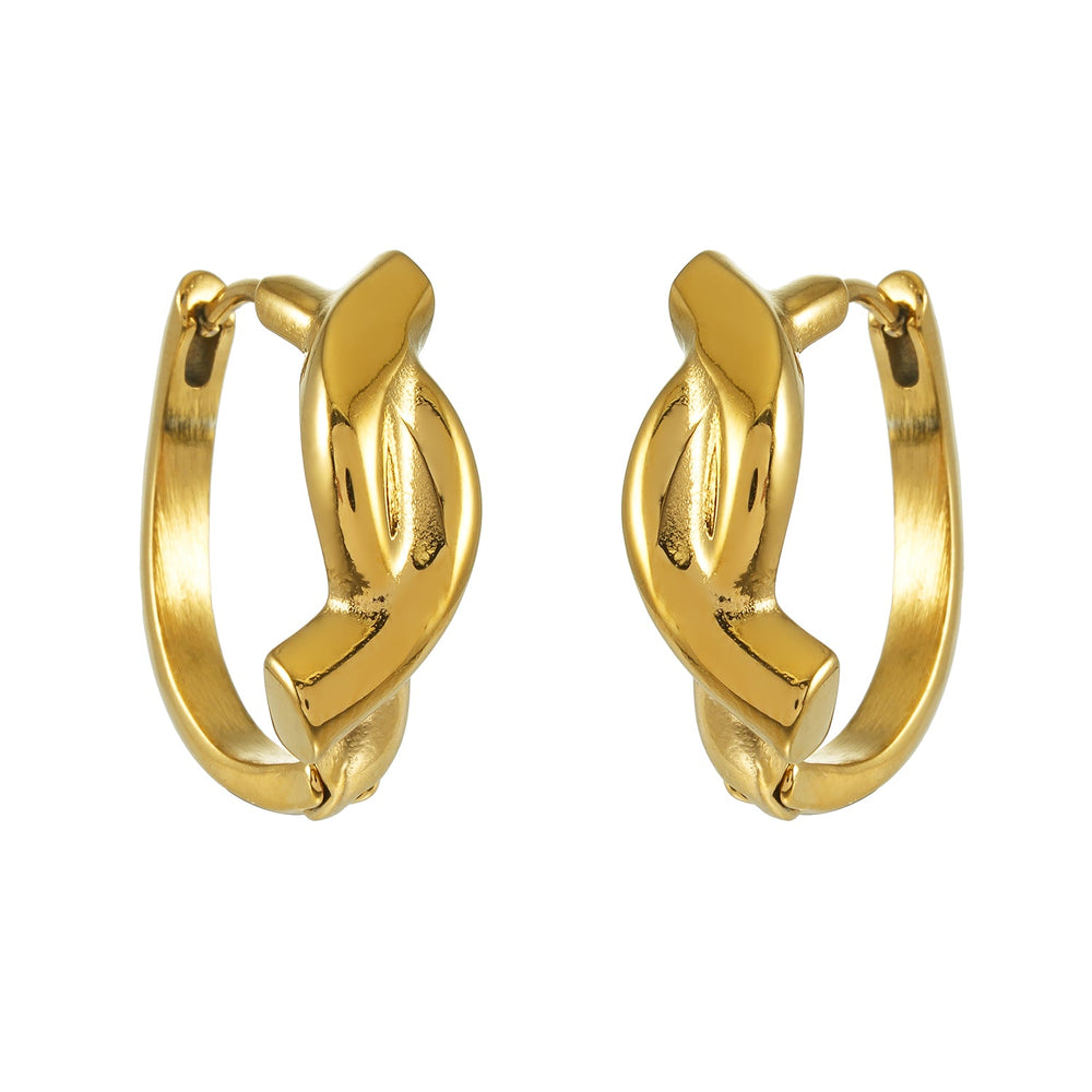 SIYAMI Or : Boucles d'oreilles créoles sculptées en forme de vague