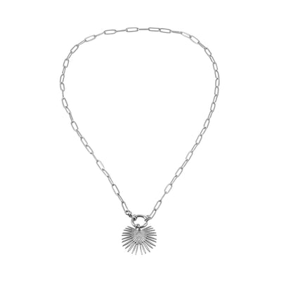 KANAI Argent : Collier à chaîne gourmette avec pendentif Hélios Rayons de Soleil – Inspiré de la Méditerranée Antique