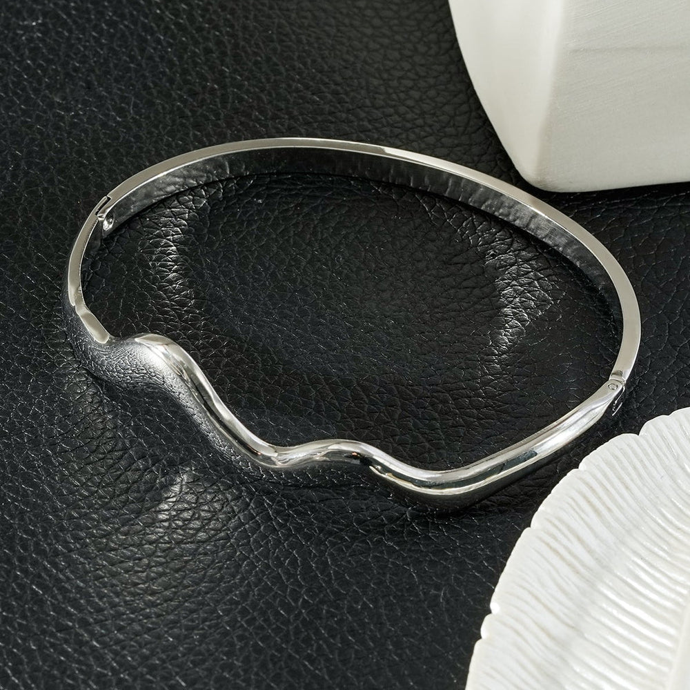 STEFANA Argent (Or Blanc) : Bracelet Abstrait Avant-Gardiste Sculptural