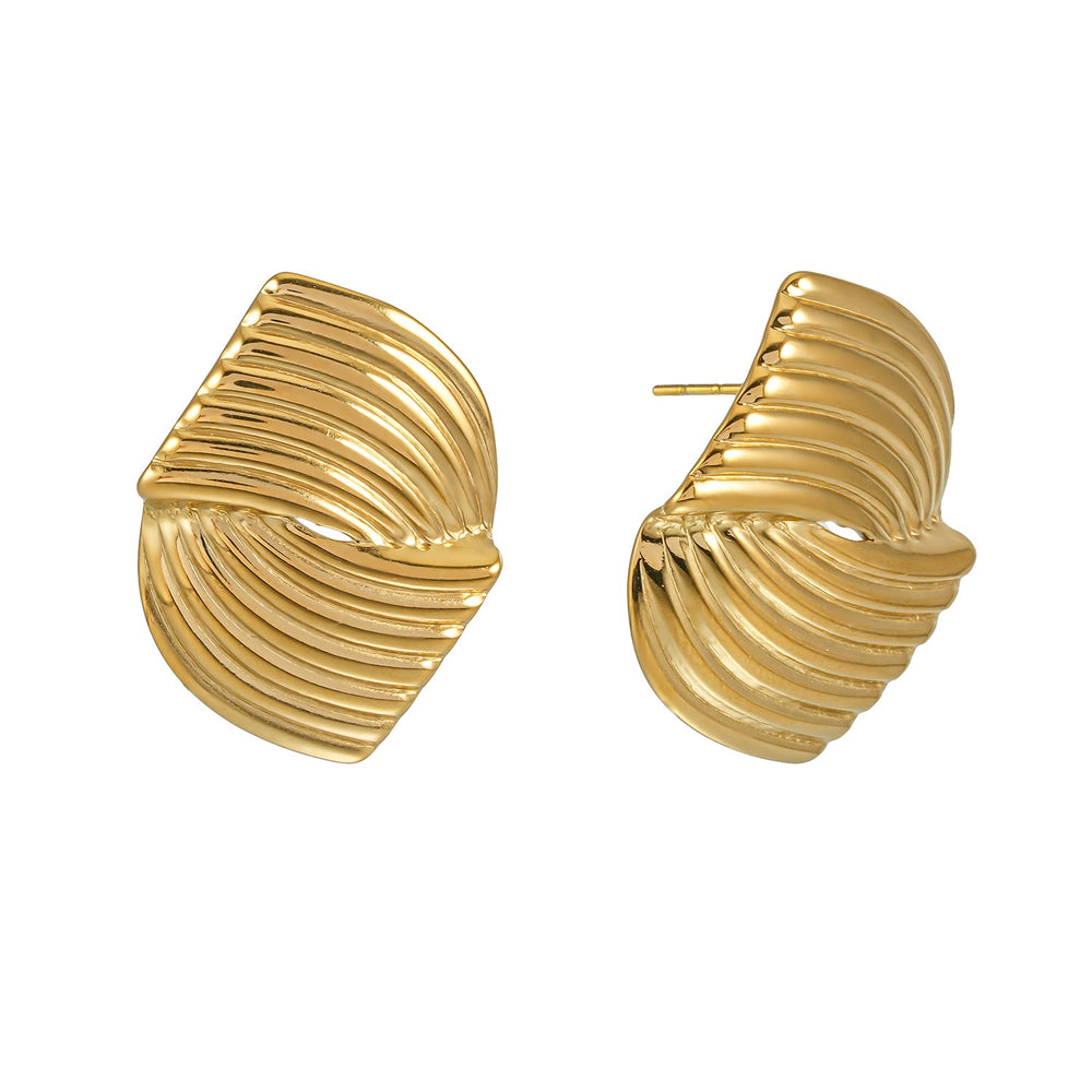CEZAR Or : Boucles d'oreilles à tige géométriques texturées Art Déco