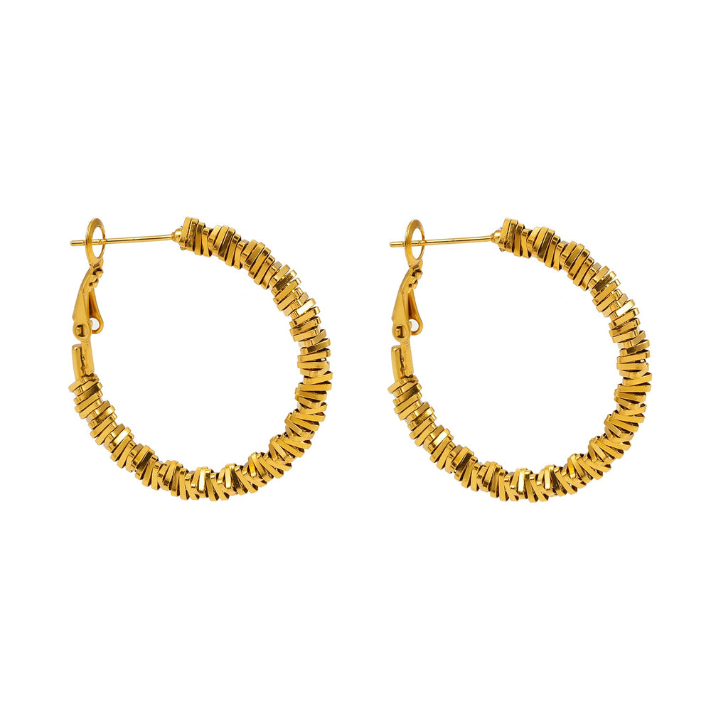 Boucles d'oreilles créoles carrées géométriques texturées SPRINGDALE Or