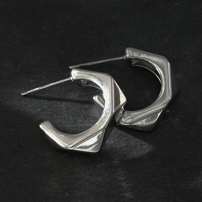 Boucles d'oreilles Style PERIDO Argenté (Or Blanc) : Anneaux Géométriques Style Art Déco