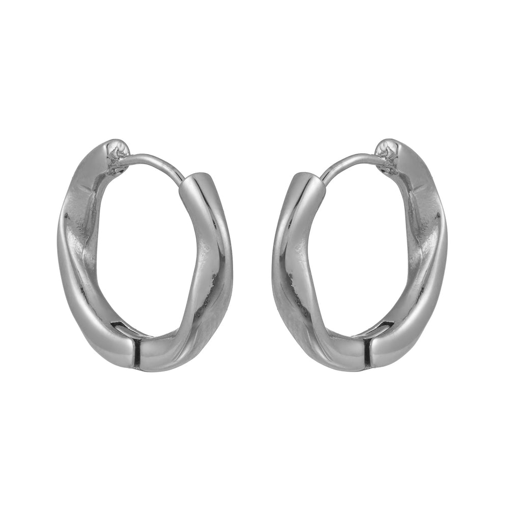 Boucles d'oreilles créoles ABIR Argent (Or blanc) : torsion subtile
