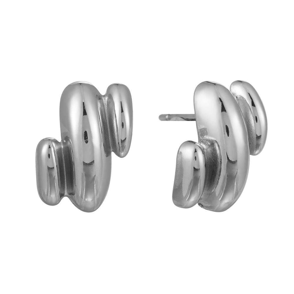 BRIGITTA Argent (Or Blanc) : Boucles d'oreilles clous abstraites contemporaines