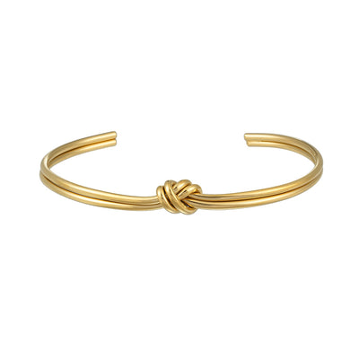 VANDA Or : Bracelet moderne à double chaîne et nœud métallique