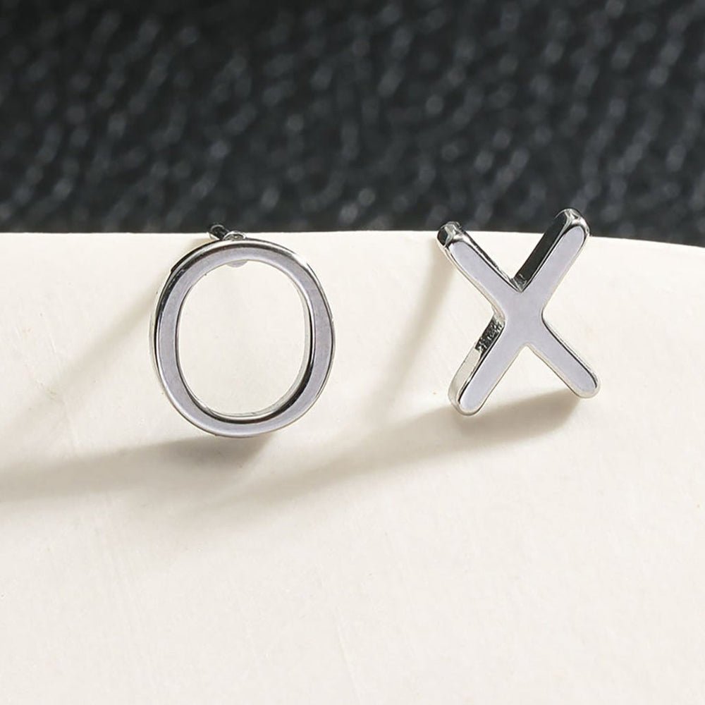 OX Argent (Or Blanc) : Câlins, Bisous et Boucles d'oreilles à Poussette Scintillantes