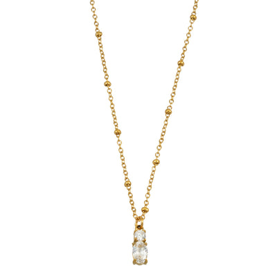 CABBANA Or : Ensemble de deux pendentifs en zircone sur un collier à chaîne perlée