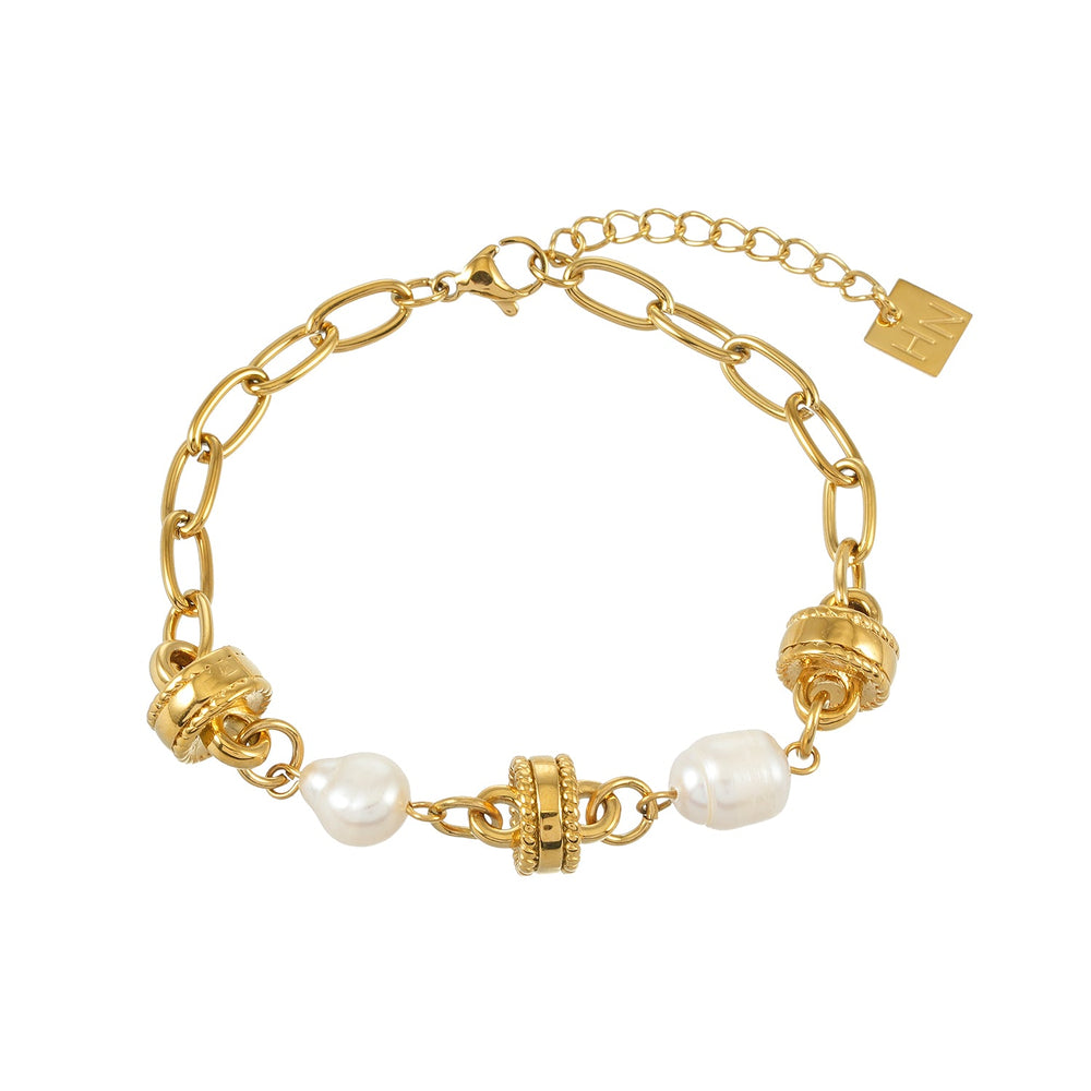 ARGENTA : Bracelet chaîne Harmonie Royale avec orbes reliques et perles d'eau douce