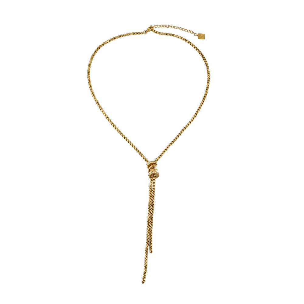 MAHANA Or : Collier Lariat avec perle coulissante et pampille – Style moderne et minimaliste