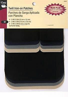 Twill Iron-On Patches, Assorted Colours & Sizes, 16 Pieces - DZ55283 — Cottage Quilting Ltd.