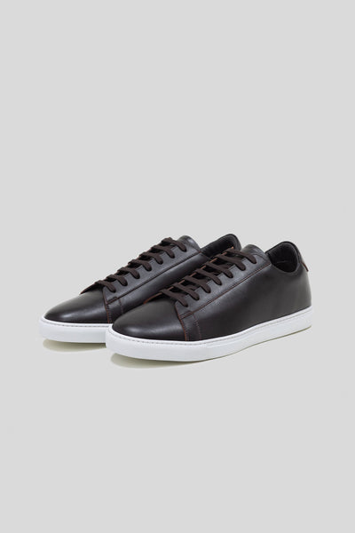 Sneakers basses Città en cuir de veau marron foncé
