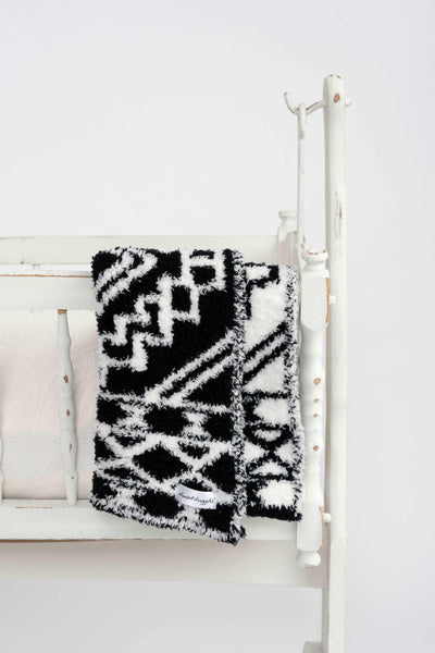 Black & White Diamond Tile Lovey Baby Blanket